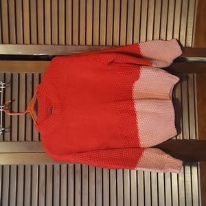 Petite XS Red/Pink Color Block Gap Sweater